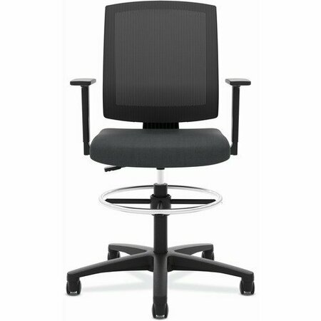 HON BASYX VL515 MID-BACK MESH TASK STOOL WITH FIXED ARMS, SUPPORTS UP TO 250 LBS., BLK SEAT, BLK BASE BSXVL515LH10